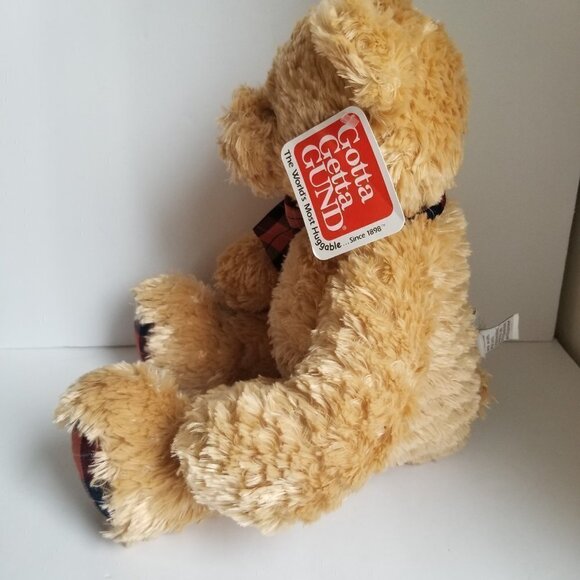 Gund Teddy Bear with Tag 17" Plush "My Name is Plaid" Soft Tan - Picture 9 of 12